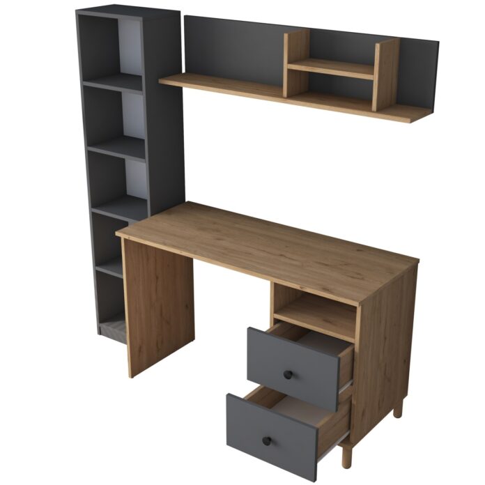 Birou de studiu Model HA115-2643, Gri/Stejar Birou de studiu Model HA115-2643, Gri/Stejar