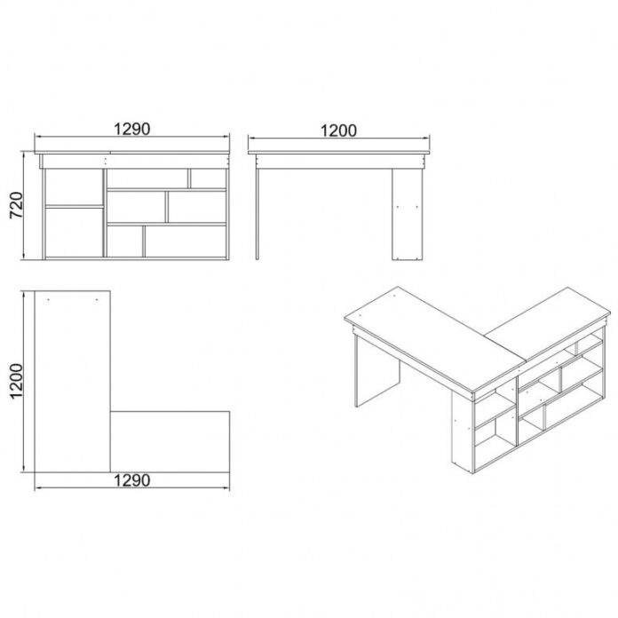 Birou pe Colt Salvador, model CT5, 129x72x120 cm, Pin atlantic/Alb Birou pe Colt Salvador, model CT5, 129x72x120 cm, Pin atlantic/Alb