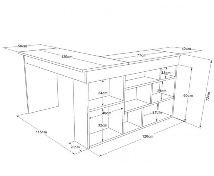 Birou pe Colt Salvador, model CT5, 129x72x120 cm, Pin atlantic/Alb Birou pe Colt Salvador, model CT5, 129x72x120 cm, Pin atlantic/Alb