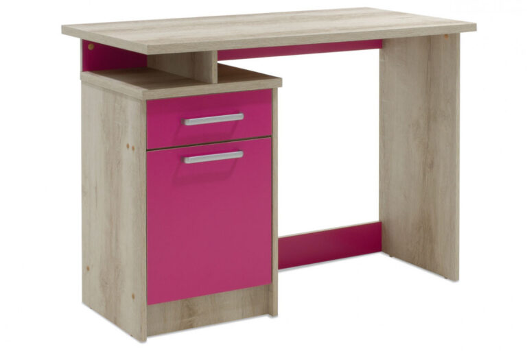 Birou pentru Copii Pako World, model Castillo, 100x75x55 cm, Stejar castillo/Roz