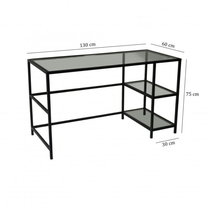 Birou Salvador, model Calisma, 130x75x60 cm, Negru/Sticla Birou Salvador, model Calisma, 130x75x60 cm, Negru/Sticla