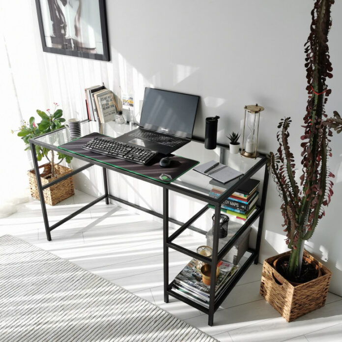 Birou Salvador, model Calisma, 130x75x60 cm, Negru/Sticla Birou Salvador, model Calisma, 130x75x60 cm, Negru/Sticla