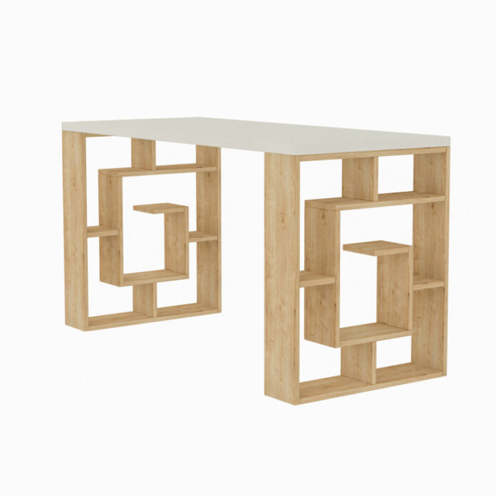Birou Salvador, model Maze, 140x75x60 cm, Alb/Stejar Birou Salvador, model Maze, 140x75x60 cm, Alb/Stejar