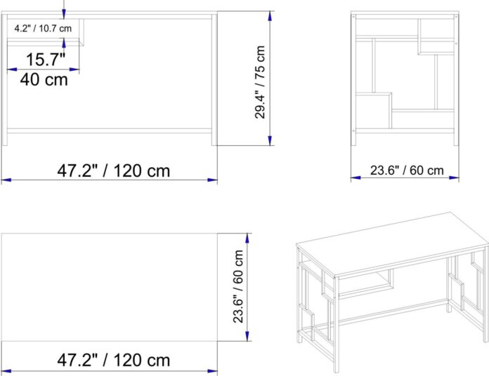Birou Victory Auriu 120x75x60 cm Birou Victory Auriu 120x75x60 cm
