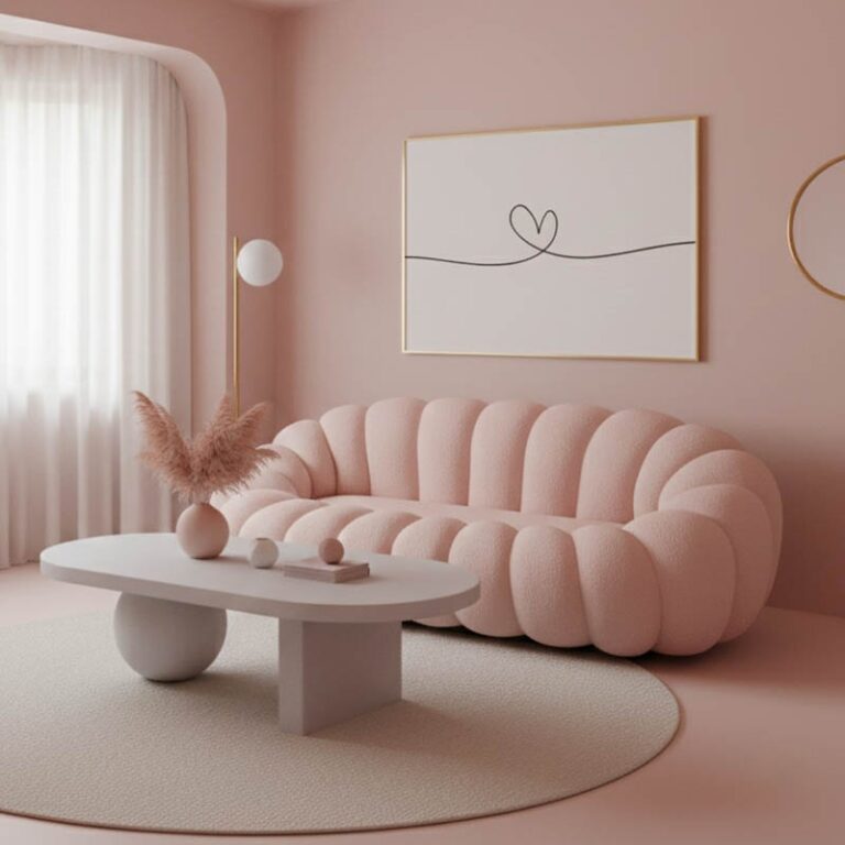 Canapea 3 Locuri Embrace, roz, 180x105x65 cm