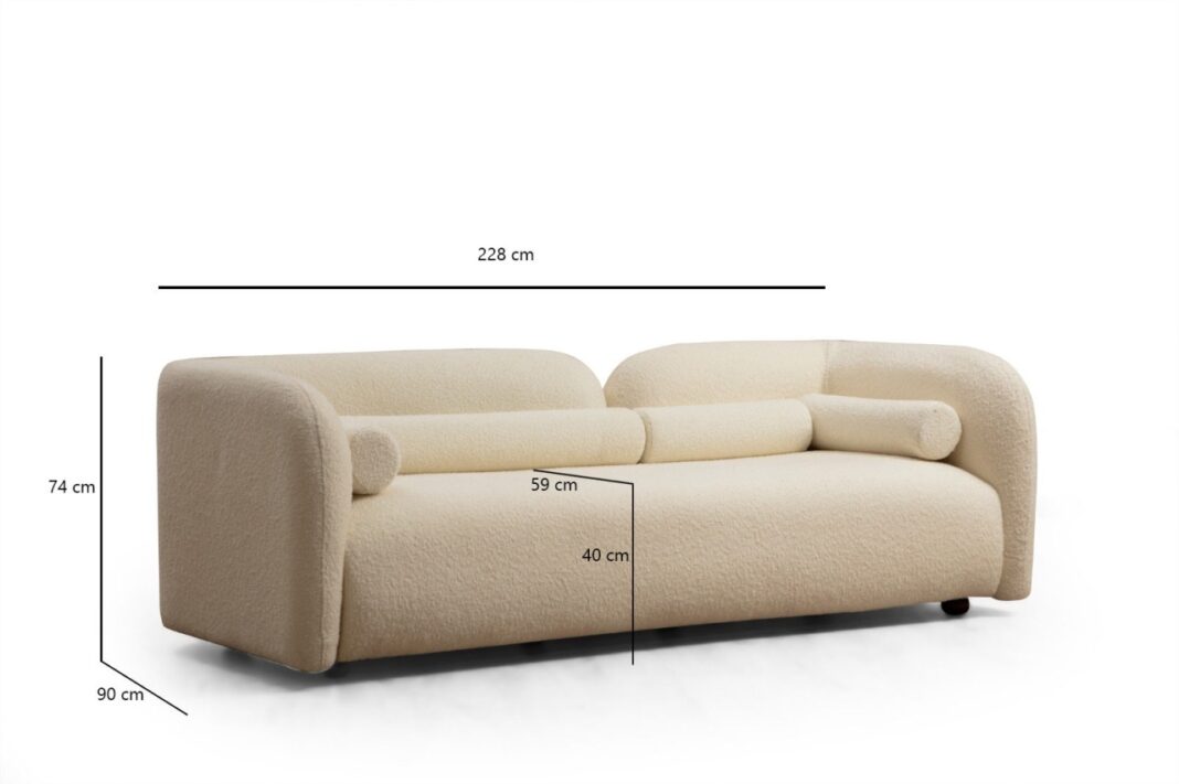 Canapea 3 locuri Victoria Crem 228x74x90 cm Canapea 3 locuri Victoria Crem 228x74x90 cm