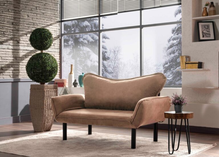 Canapea extensibila cu 2 locuri Model Chatto, Maro deschis