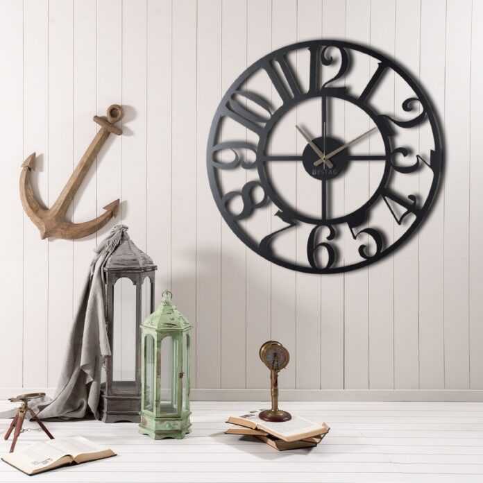 Ceas de perete decorativ din metal Circle Negru 50x50x2mm Ceas de perete decorativ din metal Circle Negru 50x50x2mm