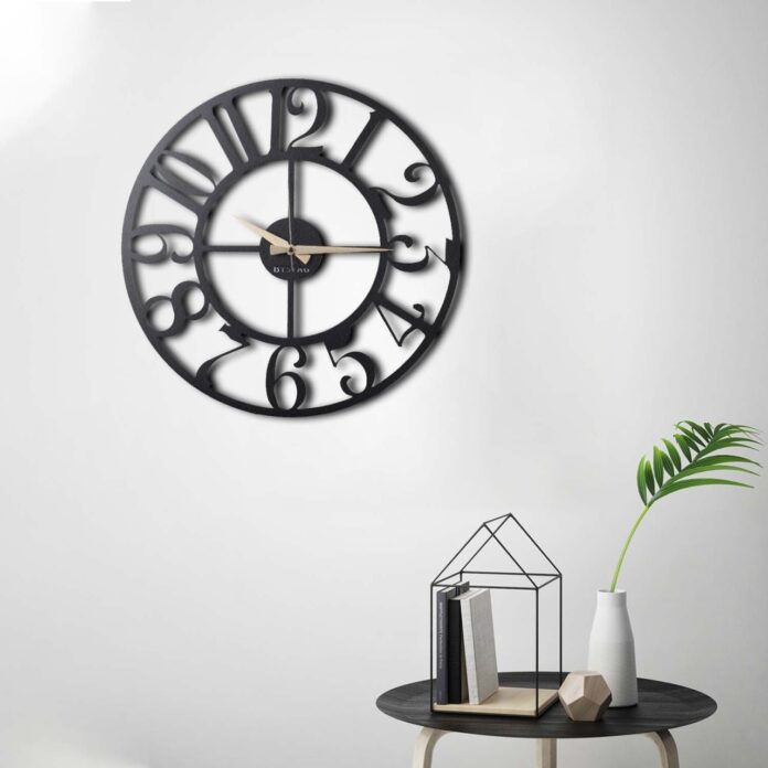Ceas de perete decorativ din metal Circle Negru 50x50x2mm Ceas de perete decorativ din metal Circle Negru 50x50x2mm