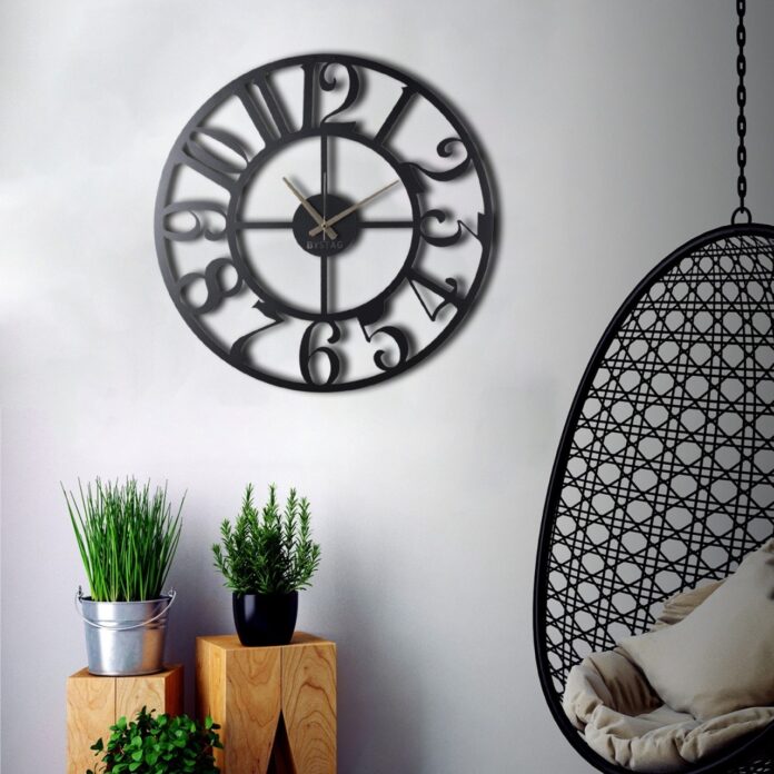 Ceas de perete decorativ din metal Circle Negru 50x50x2mm Ceas de perete decorativ din metal Circle Negru 50x50x2mm