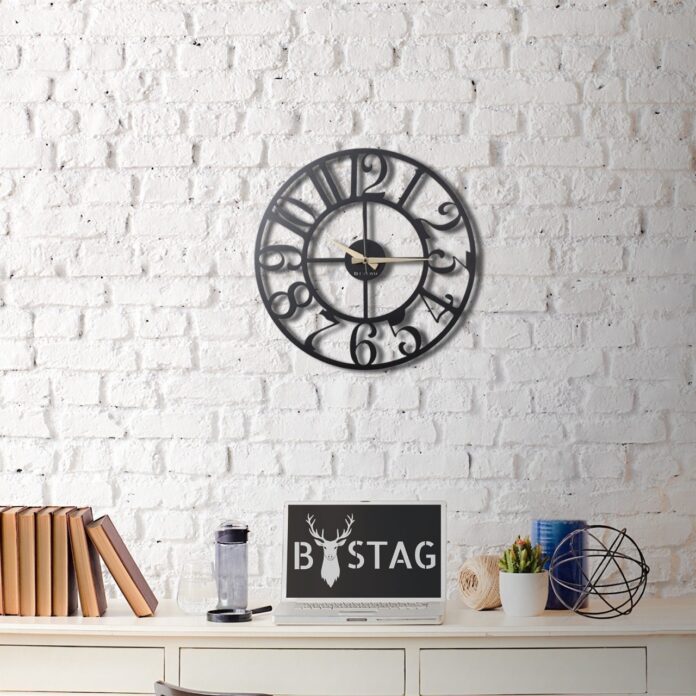 Ceas de perete decorativ din metal Circle Negru 50x50x2mm Ceas de perete decorativ din metal Circle Negru 50x50x2mm
