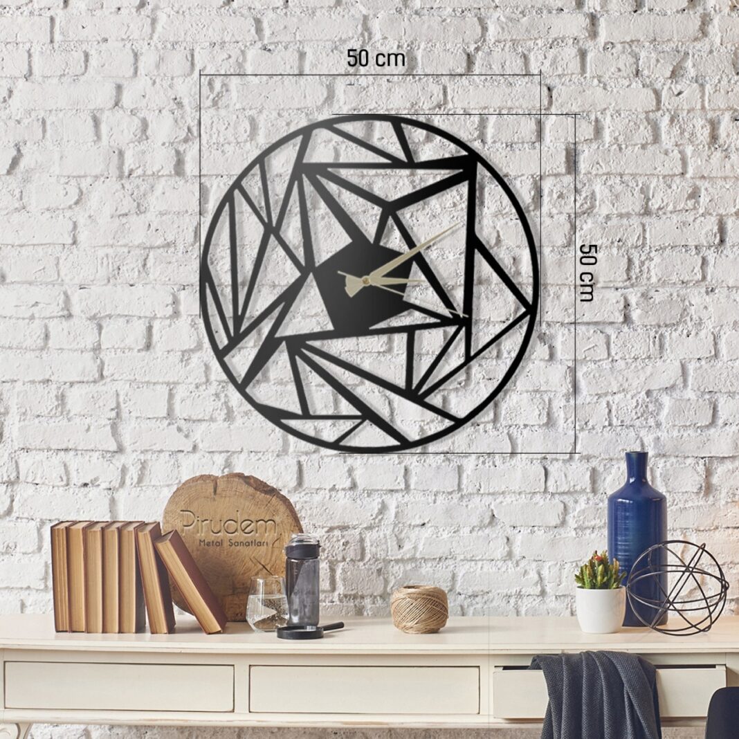 Ceas de perete decorativ din metal Perspektif Negru 50x50x2mm Ceas de perete decorativ din metal Perspektif Negru 50x50x2mm