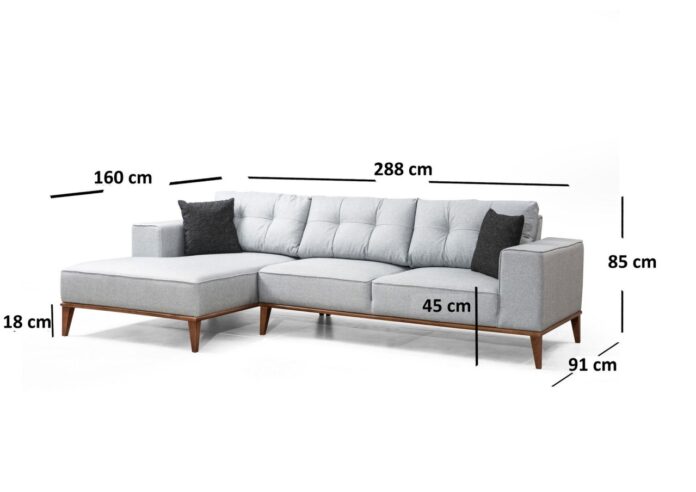 Coltar extensibil Montana Gri deschis 288x160x85 cm Coltar extensibil Montana Gri deschis 288x160x85 cm