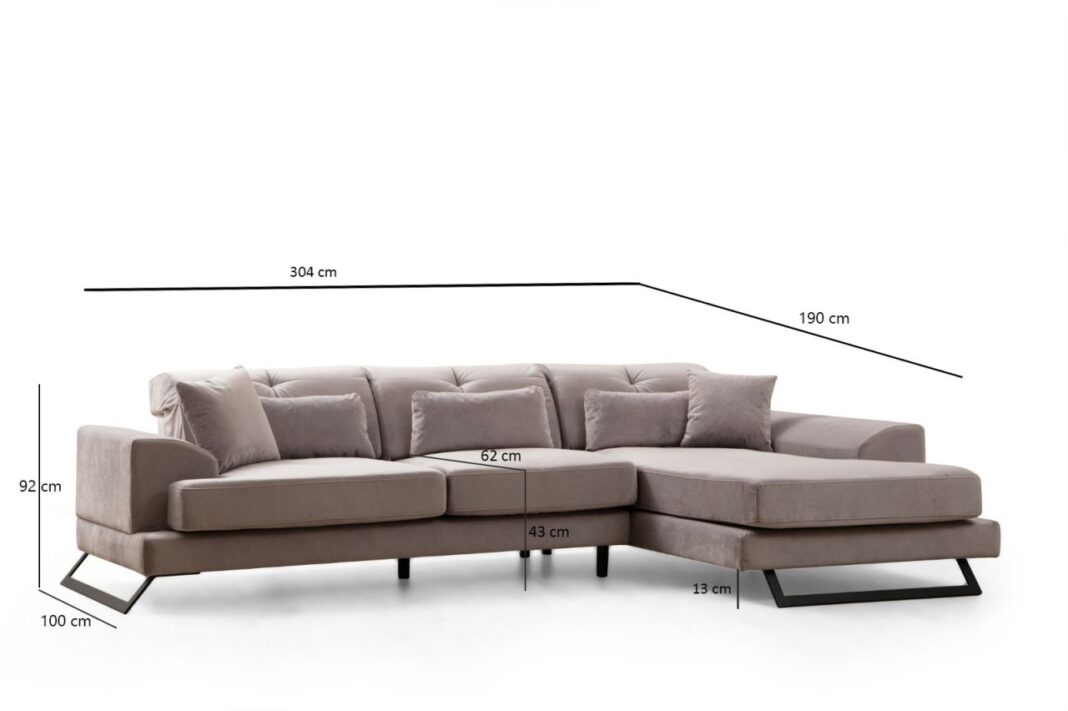 Colțar Frido Gri deschis 109x304x92 cm Colțar Frido Gri deschis 109x304x92 cm