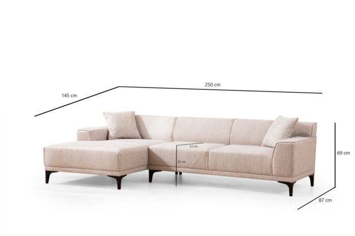 Colțar Petra Alb 145x250x69 cm Colțar Petra Alb 145x250x69 cm