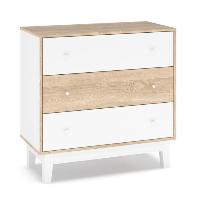 Comoda Model Awell, Alb/Stejar sonoma, 90x44x88.5 cm Comoda Model Awell, Alb/Stejar sonoma, 90x44x88.5 cm