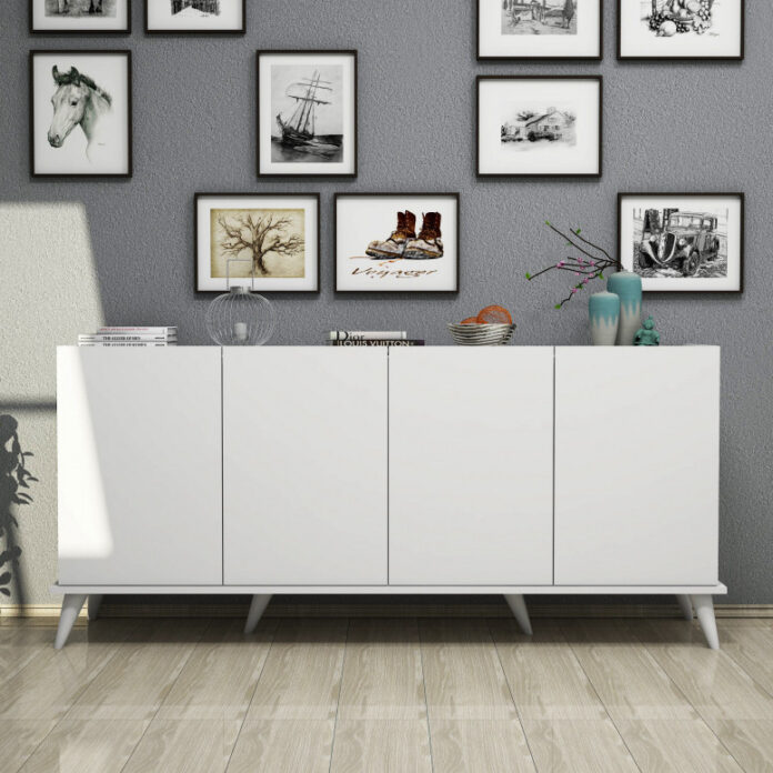 Comoda Model Elegante, Alb, 180x45x80.8 cm Comoda Model Elegante, Alb, 180x45x80.8 cm
