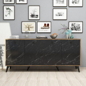 Comoda Model Elite, Nuc/Negru marmorat, 180x45x80 cm Comoda Model Elite, Nuc/Negru marmorat, 180x45x80 cm