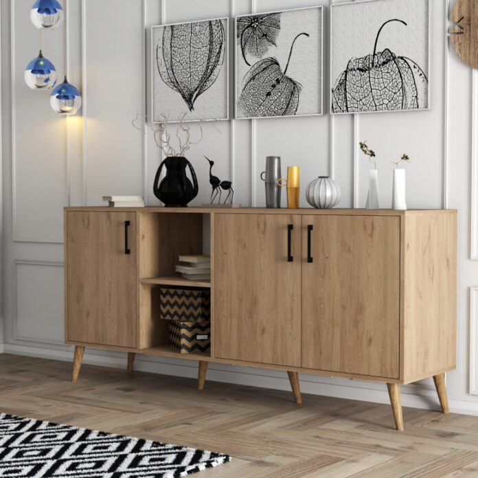 Comoda Model Exxen, Stejar, 180x45x80 cm Comoda Model Exxen, Stejar, 180x45x80 cm