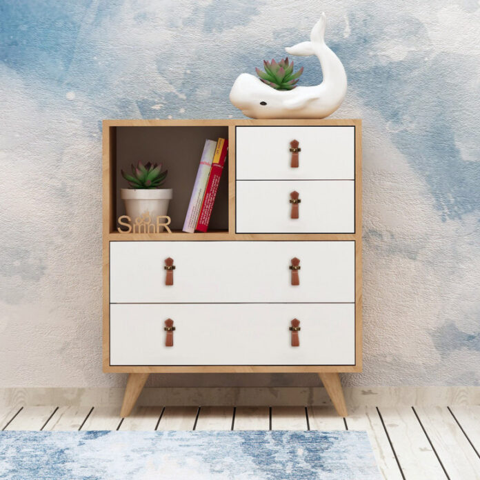 Comoda Model Fallow, Stejar/Alb, 70x40x88.6 cm Comoda Model Fallow, Stejar/Alb, 70x40x88.6 cm