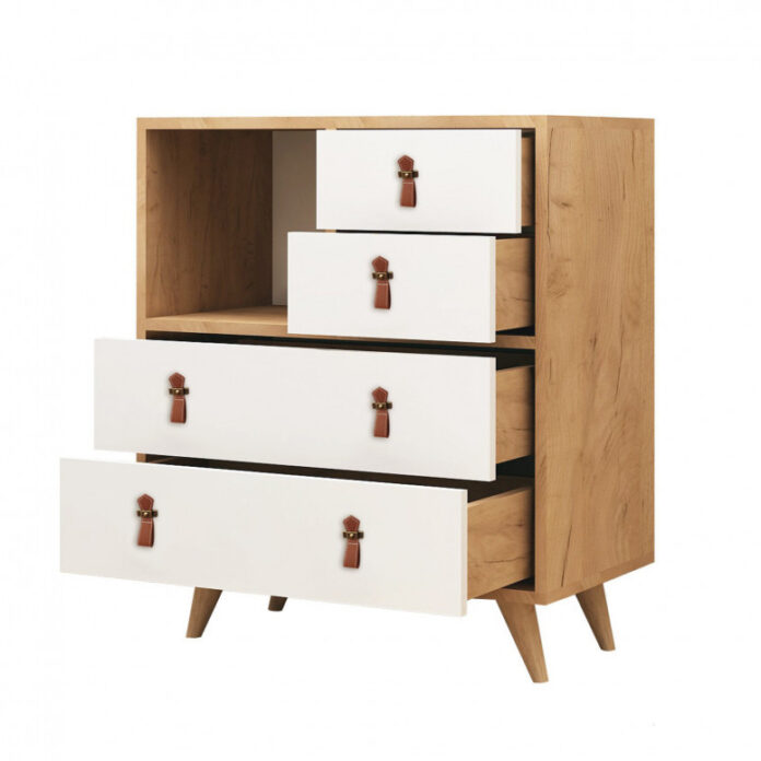 Comoda Model Fallow, Stejar/Alb, 70x40x88.6 cm Comoda Model Fallow, Stejar/Alb, 70x40x88.6 cm