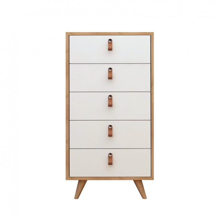 Comoda Model Frenzu, Stejar/Alb, 50x40x103 cm Comoda Model Frenzu, Stejar/Alb, 50x40x103 cm