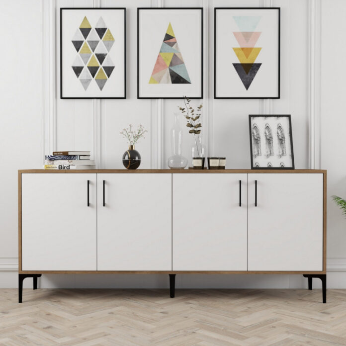 Comoda Model Kiev, Nuc/Alb, 180x35x78 cm Comoda Model Kiev, Nuc/Alb, 180x35x78 cm