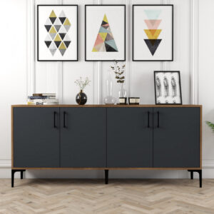 Comoda Model Kiev, Nuc/Antracit, 180x35x78 cm Comoda Model Kiev, Nuc/Antracit, 180x35x78 cm