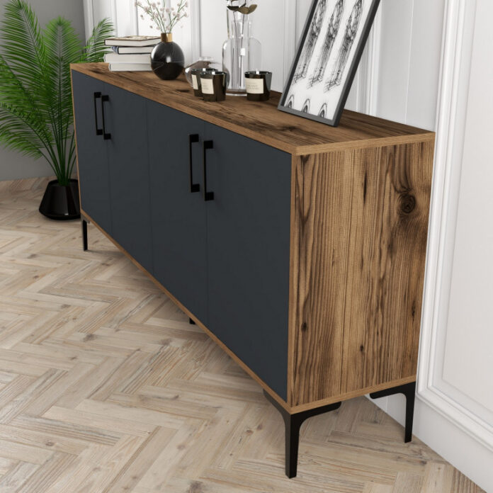 Comoda Model Kiev, Nuc/Antracit, 180x35x78 cm Comoda Model Kiev, Nuc/Antracit, 180x35x78 cm