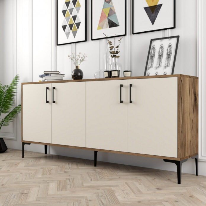 Comoda Model Kiev, Nuc/Crem, 180x35x78 cm