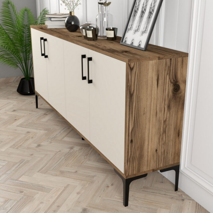 Comoda Model Kiev, Nuc/Crem, 180x35x78 cm