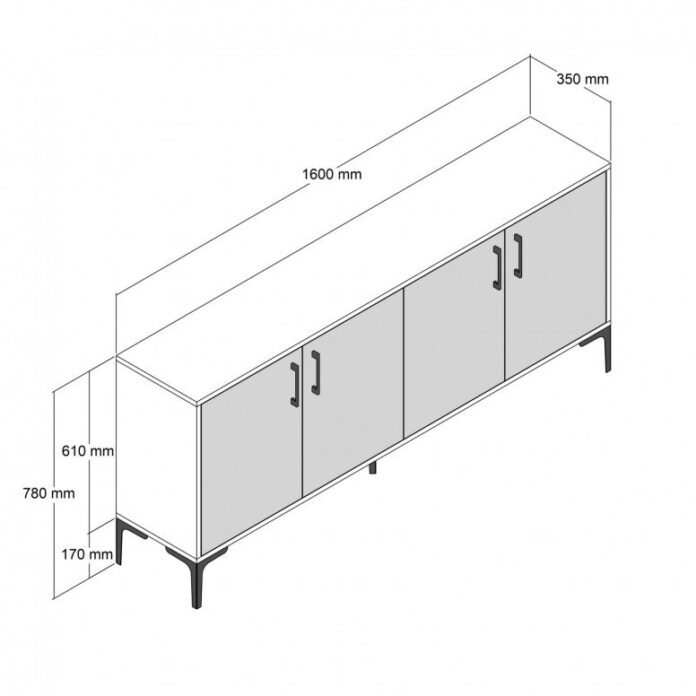 Comoda Model Kiev160, Nuc/Negru marmorat, 160x35x78 cm Comoda Model Kiev160, Nuc/Negru marmorat, 160x35x78 cm