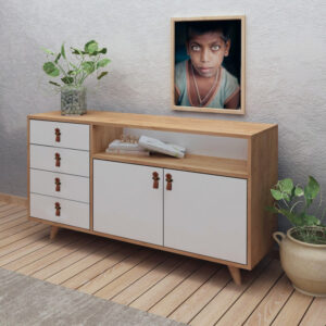 Comoda Model Lavina, Stejar/Alb, 140x40x86 cm Comoda Model Lavina, Stejar/Alb, 140x40x86 cm