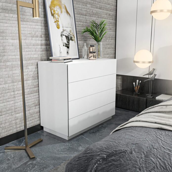 Comoda Model Lines, Alb, 90x45x81.6 cm Comoda Model Lines, Alb, 90x45x81.6 cm