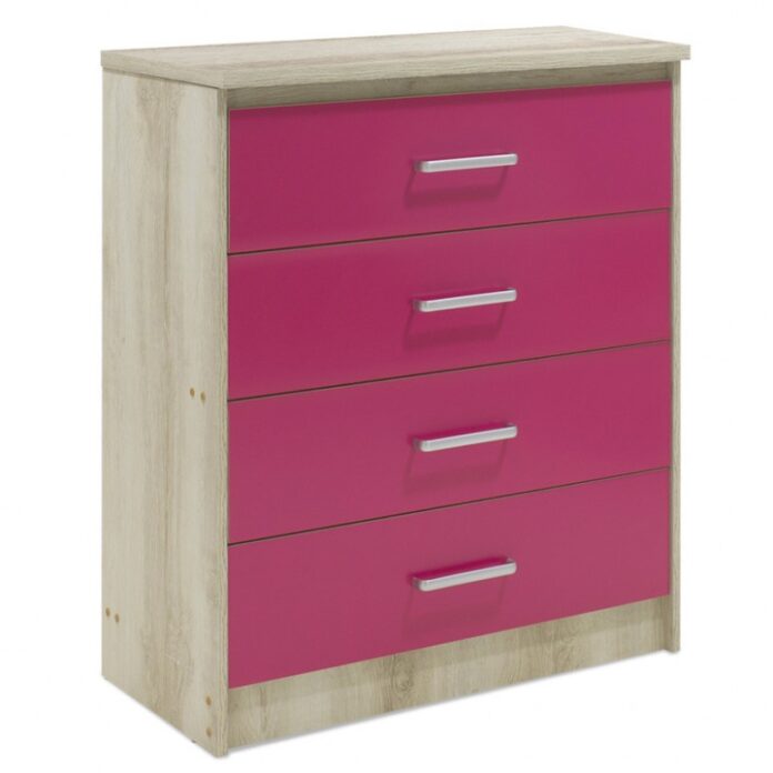 Comoda Model Looney, Stejar/Roz, 80x40x95 cm Comoda Model Looney, Stejar/Roz, 80x40x95 cm