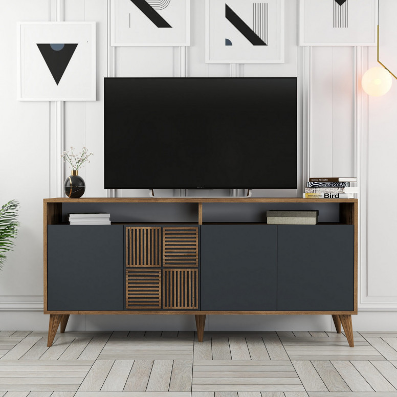 Comoda Model Milan, Nuc/Antracit, 160x35x78 cm Comoda Model Milan, Nuc/Antracit, 160x35x78 cm