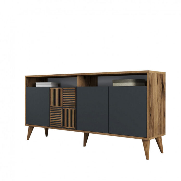 Comoda Model Milan, Nuc/Antracit, 160x35x78 cm Comoda Model Milan, Nuc/Antracit, 160x35x78 cm