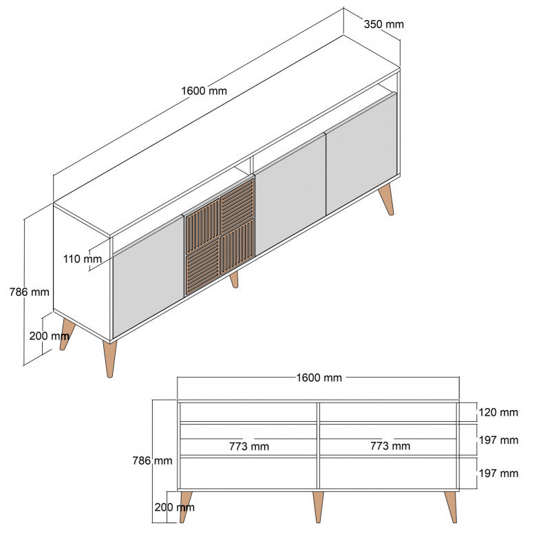 Comoda Model Milan, Nuc/Antracit, 160x35x78 cm Comoda Model Milan, Nuc/Antracit, 160x35x78 cm