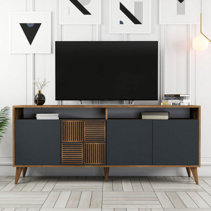 Comoda Model Milan, Nuc/Antracit, 180x35x78.6 cm Comoda Model Milan, Nuc/Antracit, 180x35x78.6 cm