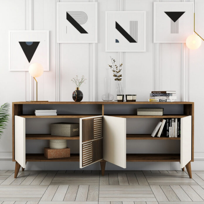 Comoda Model Milan, Nuc/Crem, 180x35x78.6 cm Comoda Model Milan, Nuc/Crem, 180x35x78.6 cm