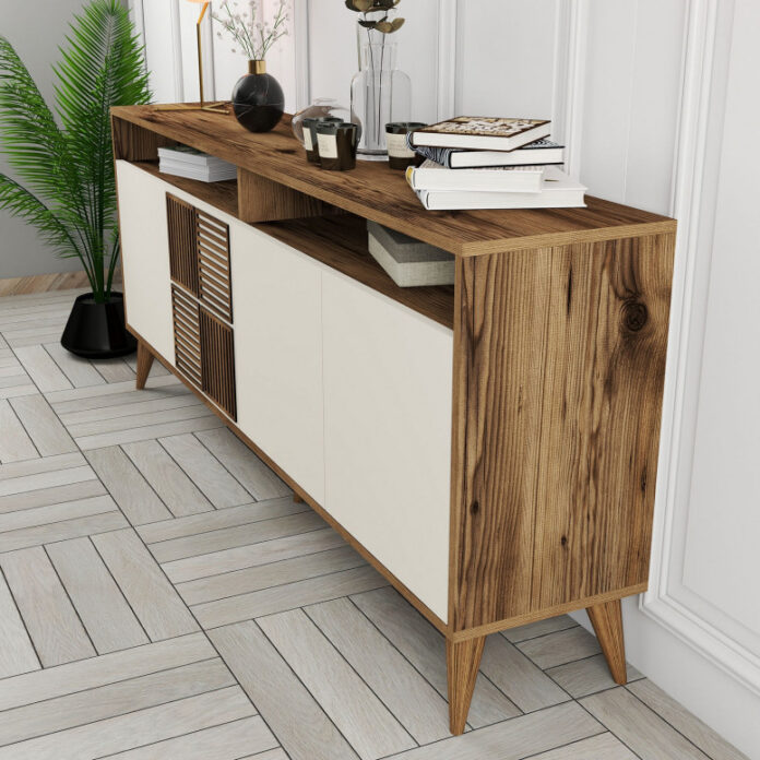 Comoda Model Milan, Nuc/Crem, 180x35x78.6 cm Comoda Model Milan, Nuc/Crem, 180x35x78.6 cm