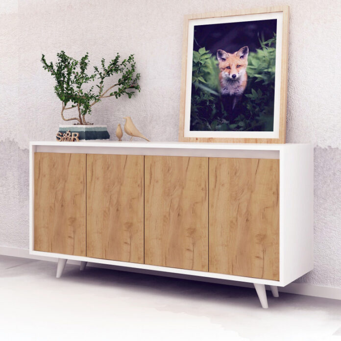 Comoda Model Nossa, Stejar/Alb, 140x40x86 cm Comoda Model Nossa, Stejar/Alb, 140x40x86 cm
