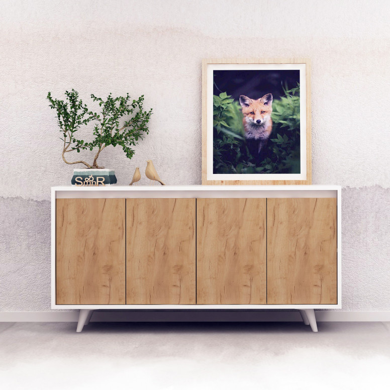 Comoda Model Nossa, Stejar/Alb, 140x40x86 cm Comoda Model Nossa, Stejar/Alb, 140x40x86 cm