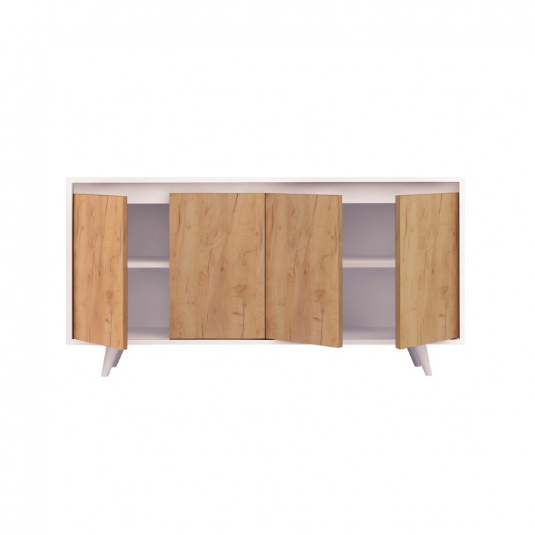 Comoda Model Nossa, Stejar/Alb, 140x40x86 cm Comoda Model Nossa, Stejar/Alb, 140x40x86 cm