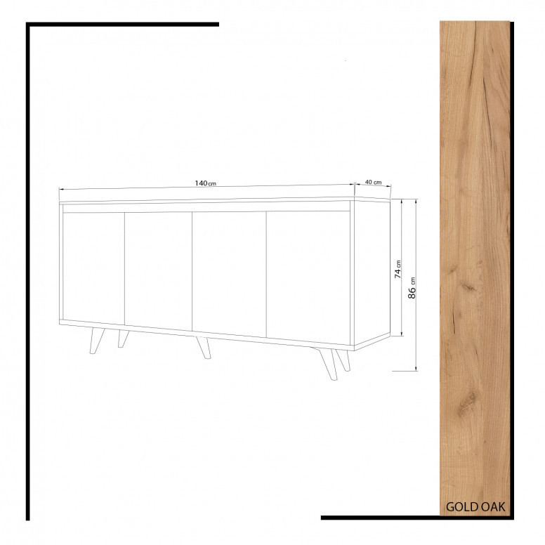 Comoda Model Nossa, Stejar/Alb, 140x40x86 cm Comoda Model Nossa, Stejar/Alb, 140x40x86 cm