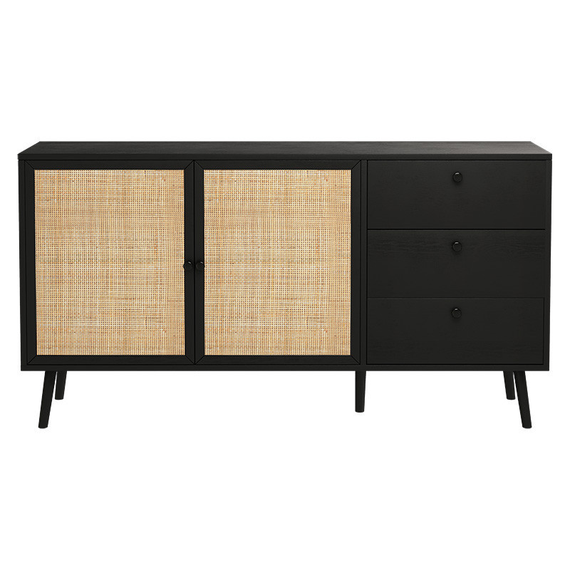 Comoda Model Oslo, Negru/Natur, 150x39x79 cm Comoda Model Oslo, Negru/Natur, 150x39x79 cm