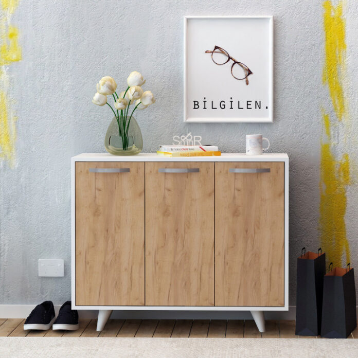 Comoda Model Piffa, Stejar/Alb, 100x35x82 cm Comoda Model Piffa, Stejar/Alb, 100x35x82 cm