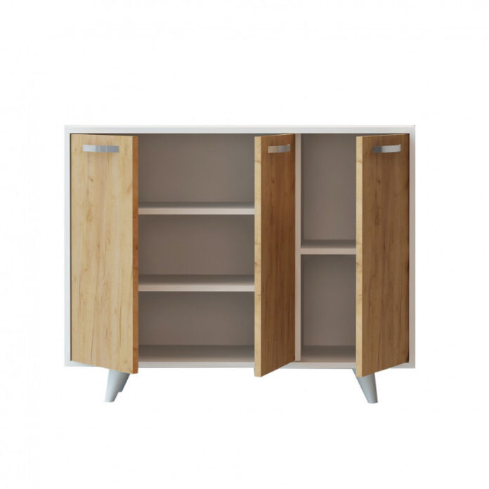 Comoda Model Piffa, Stejar/Alb, 100x35x82 cm Comoda Model Piffa, Stejar/Alb, 100x35x82 cm