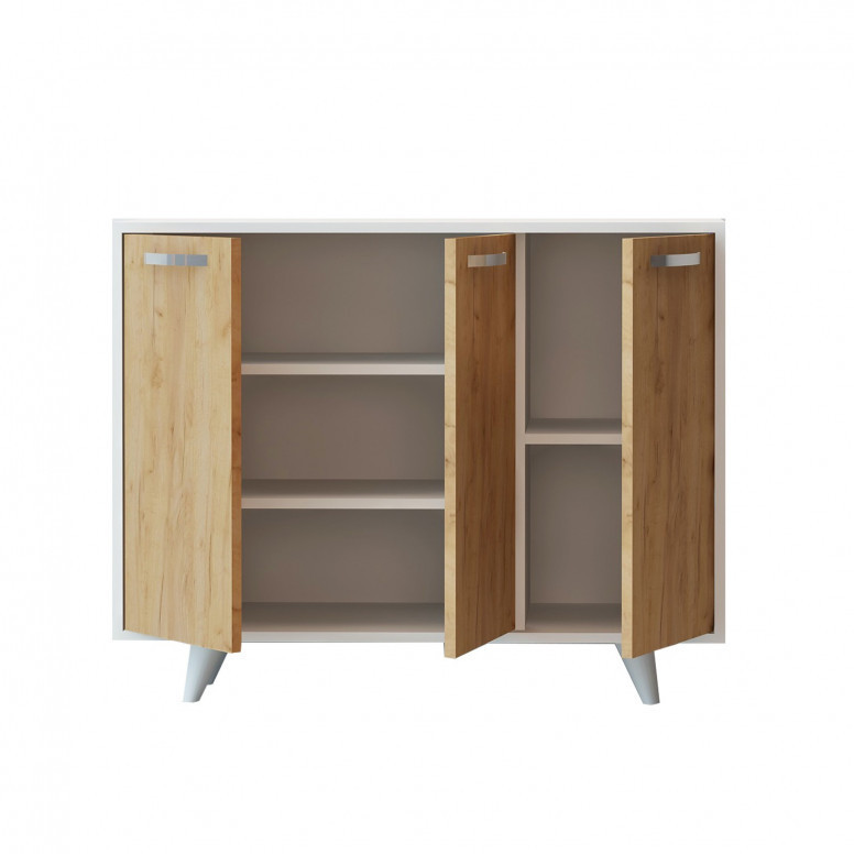 Comoda Model Piffa, Stejar/Alb, 100x35x82 cm Comoda Model Piffa, Stejar/Alb, 100x35x82 cm