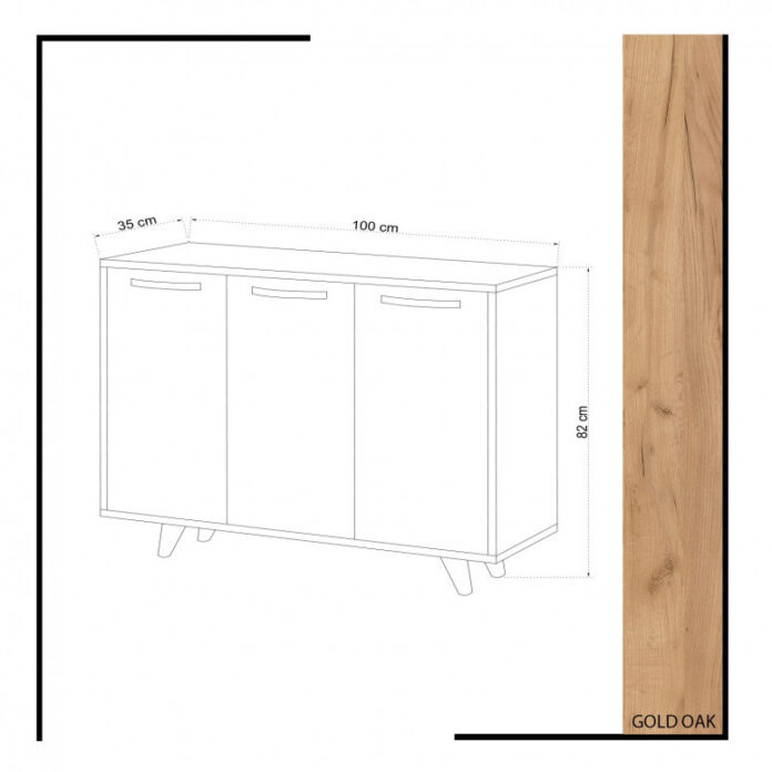Comoda Model Piffa, Stejar/Alb, 100x35x82 cm Comoda Model Piffa, Stejar/Alb, 100x35x82 cm